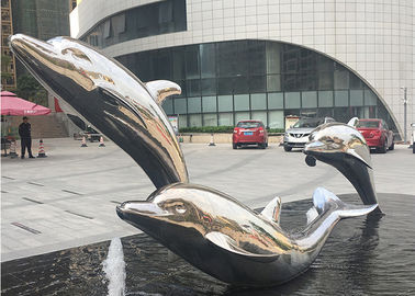 Lifelike Life Size Metal Dolphin Sculpture Stainless Steel Outdoor Sculpture For Water Fountain