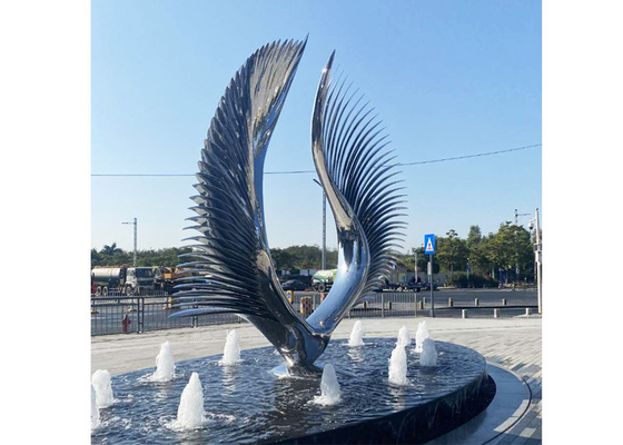Modern Outdoor Decoration 316 Stainless Steel Wings Water Fountain
