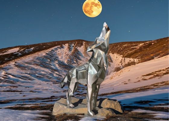 Хорошая цена. Большое абстрактное животное Скульптура из нержавеющей стали Искусство волка Техника сварки металла для декорации онлайн