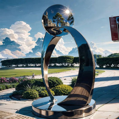 Хорошая цена. Большой открытый сад Абстрактное искусство Металлическое зеркало Полированная скульптура из нержавеющей стали Гостиницы Металлические ремесла на открытом воздухе онлайн