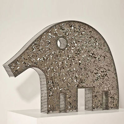 Хорошая цена. Статуя металлического цветка слона ️Абстрактное искусство животных из нержавеющей стали для внутренних и наружных помещений онлайн