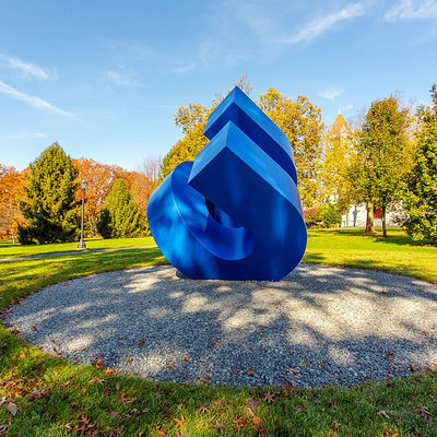 Хорошая цена. Уникальная синяя абстрактная металлическая скульптура для дворов, коммерческих и общественных помещений онлайн