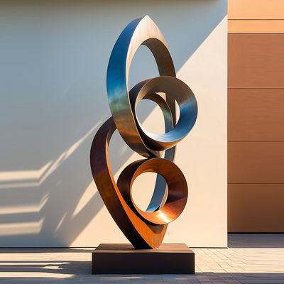 Хорошая цена. Декоративная скульптура из ржавой стали в сочетании с кругом из нержавеющей стали онлайн