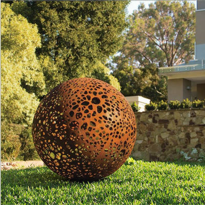 Хорошая цена. Large Garden Decorative Weathered Corten Steel Rusted Hollow Metal Sphere онлайн