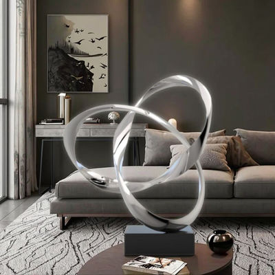 Хорошая цена. Mirror Abstract Stainless Steel Intertwined Rings Sculpture Modern Art Decor for Home & Office онлайн