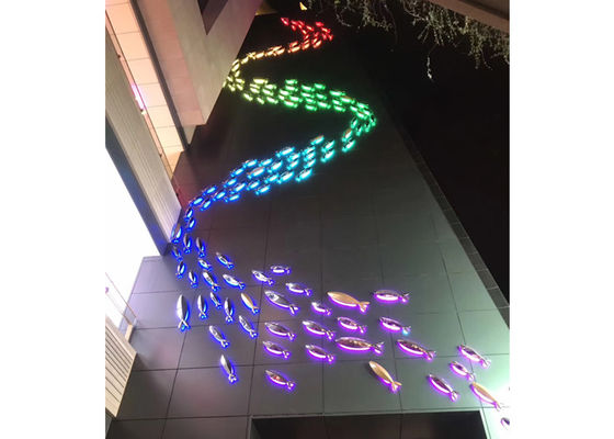 Хорошая цена. На открытом воздухе декоративная скульптура рыб металла освещения нержавеющей стали онлайн