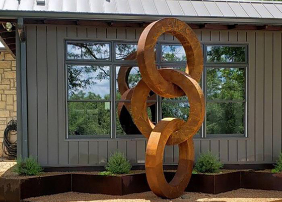 Хорошая цена. Скульптура круга Corten металла украшения открытого сада стальная онлайн