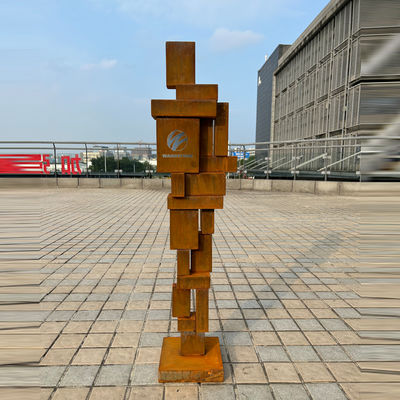 Хорошая цена. 100cm Height Outdoor Garden Corten Steel Figure Geometrical Art Sculpture онлайн