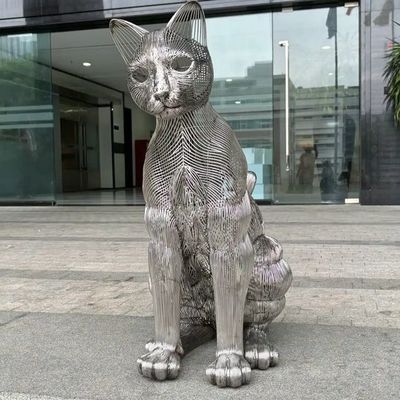 Хорошая цена. Modern Art Cat Animal Decorative Metal Stainless Steel Sculpture Outdoor Large Statue Factory онлайн