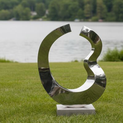 Хорошая цена. Абстрактная скульптура из нержавеющей стали Современное полированное металлическое искусство для садов и наружных помещений онлайн