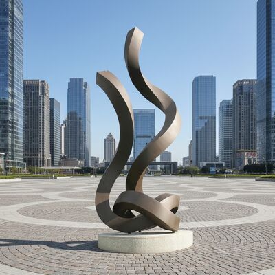 Ручная скульптура из нержавеющей стали в виде ленты, запечатлевшая движение в металле