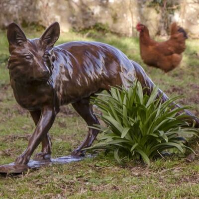 Хорошая цена. Наружное декоративное металлическое искусство из бронзы и меди, скульптура животного-лисы из стали онлайн