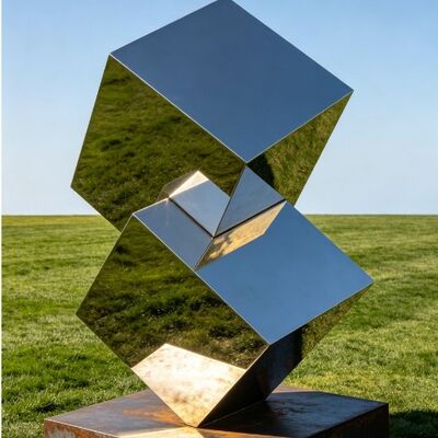 Хорошая цена. Оригинальный дизайн Нерегулярный куб Декоративный металл Нержавеющая сталь Зеркало Польская скульптура Настройка статуи онлайн