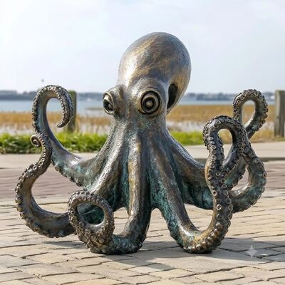 Хорошая цена. Бронзовая статуя гигантского осьминога ручной работы | Украшение домашнего офиса в прибрежном и морском стиле Онлайн