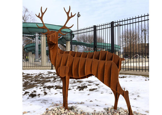 Современная скульптура оленей Corten стальная на открытом воздухе