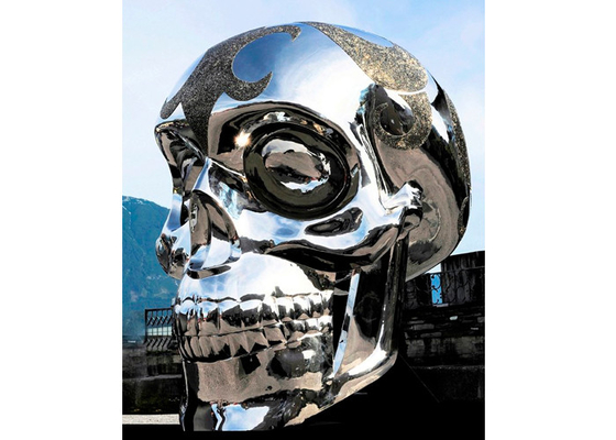 Хорошая цена. Подгонянный гигант отполировал современную скульптуру Skullhead нержавеющей стали онлайн